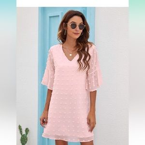 Blooming Jelly Womens Dresses Short Sleeve V Neck Ruffle Chiffon Flowy Dress